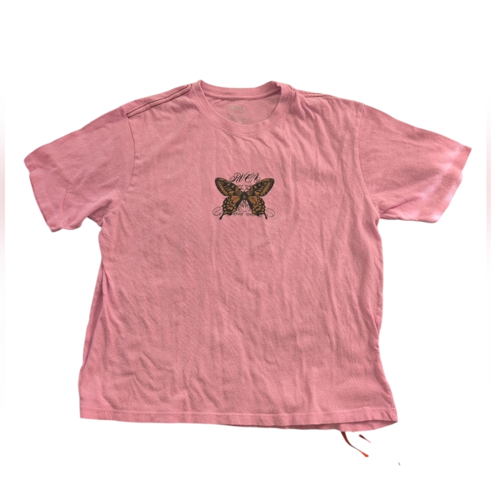 RCVA Women's Tee S‎ Lavender/Pink Butterflies Graphic Logo Streetwear Surf/Skate